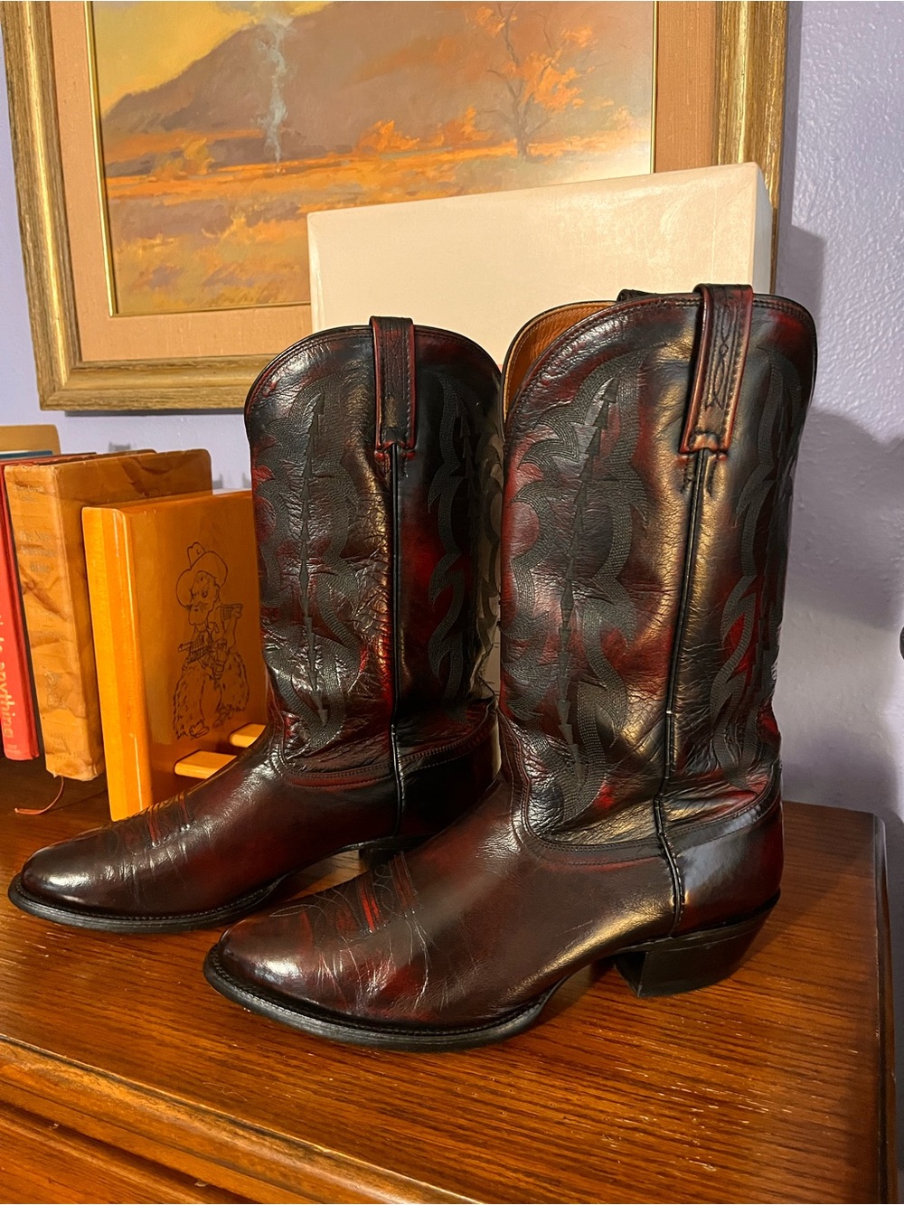 Nocona Men's Oxblood and Black Two-Tone Western Boots